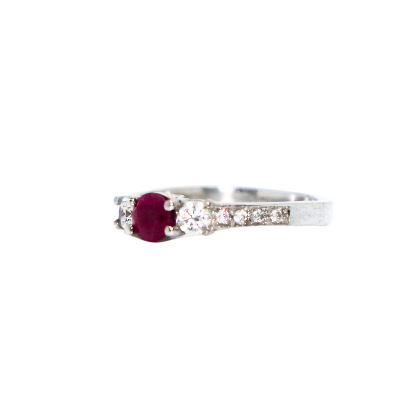 Ruby Round  Sterling Silver Ring