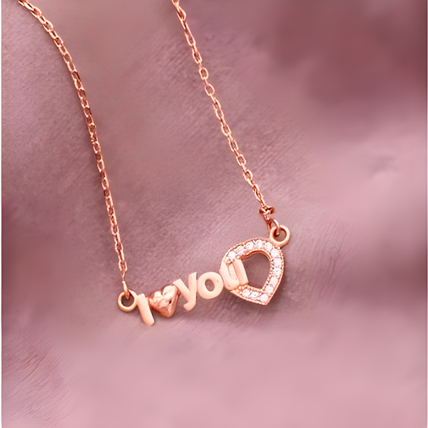 Love Affirmation Heart Rose Gold Plated Silver Necklace