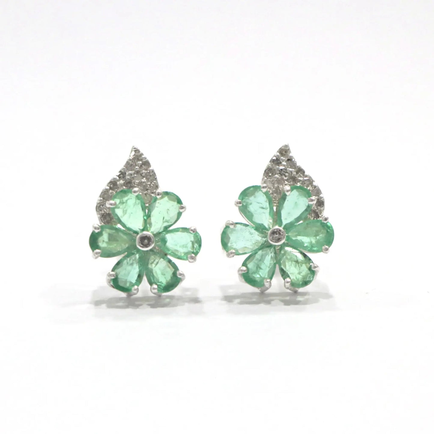Emerald Floral Pear Tops Earring - Anjoriya Jewels