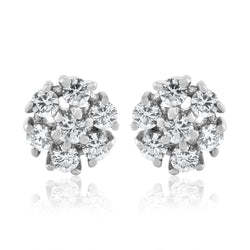 Handcrafted in 925 Sterling Silver Earring Studded With Cubic Zirconia Flower Round Shape 