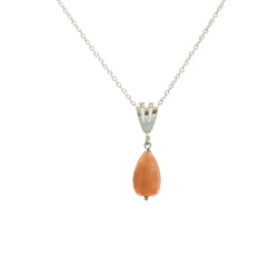Moon Stone Drop Sterling Silver Pendant With Link Chain