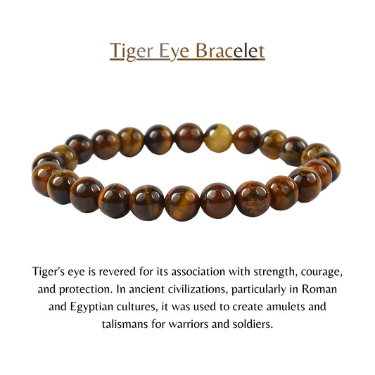 Natural Tiger Eye Healing Bracelets Crystal Bracelet For Women 8MM Gemstone Stone Bracelet Lucky Calm Anxiety Bracelet Positivity Gifts Bracelet For Men - Anjoriya Jewels