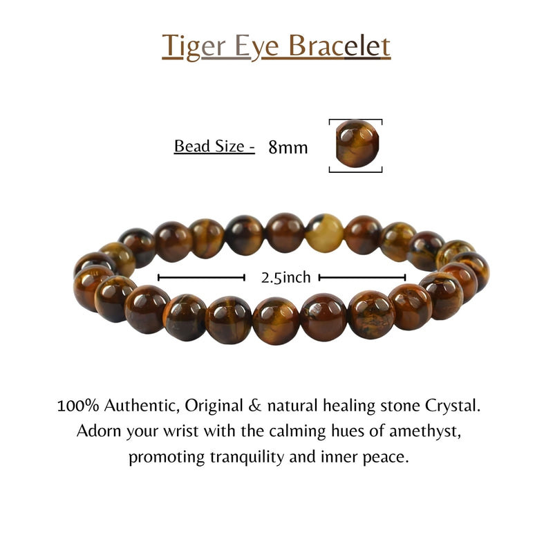 Natural Tiger Eye Healing Bracelets Crystal Bracelet For Women 8MM Gem –  Anjoriya Jewels