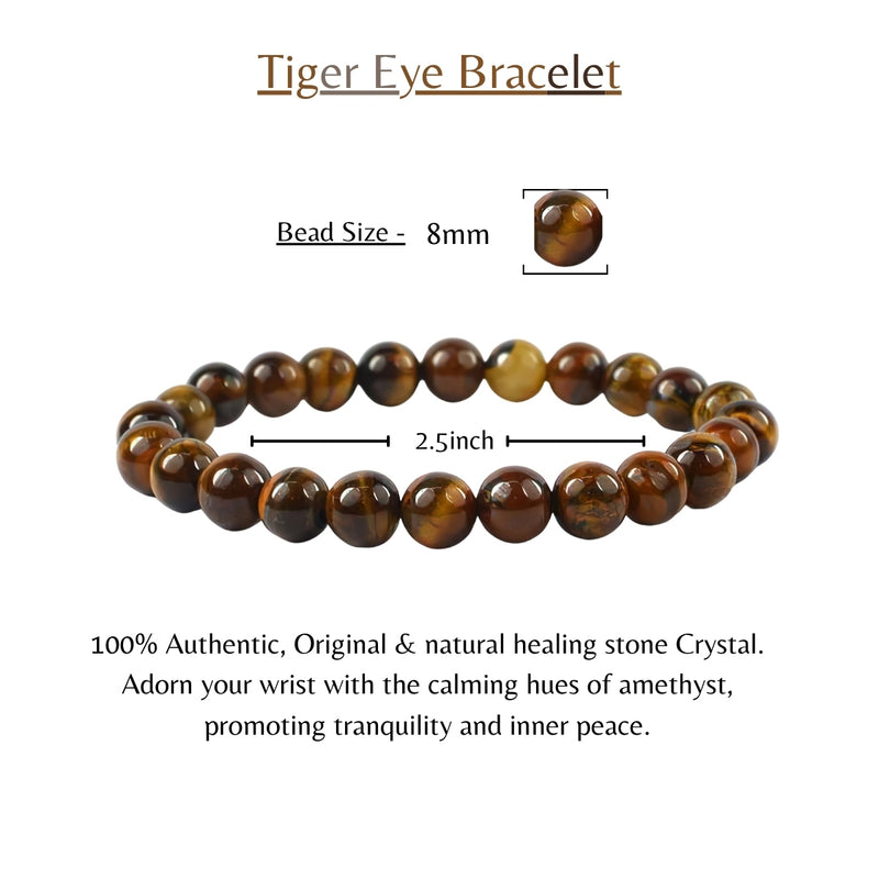 Natural Tiger Eye Healing Bracelets Crystal Bracelet For Women 8MM Gemstone Stone Bracelet Lucky Calm Anxiety Bracelet Positivity Gifts Bracelet For Men