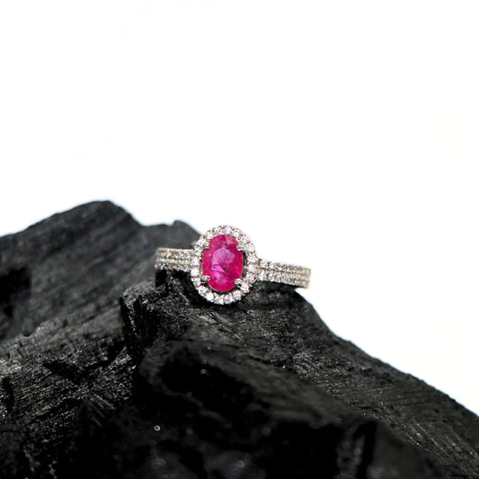 Ruby  Oval Sterling Silver Ring - Anjoriya Jewels