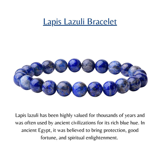 Lapis Lazuli Beads Crystal Bracelet, 8-MM Beads- Hand Beaded Stone Wear Girls, Boys, Men & Women - Positive Energy Stones, Fashion & Everyday Wear - Anjoriya Jewels