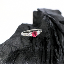 Pink Tourmaline Round Sterling Silver Ring