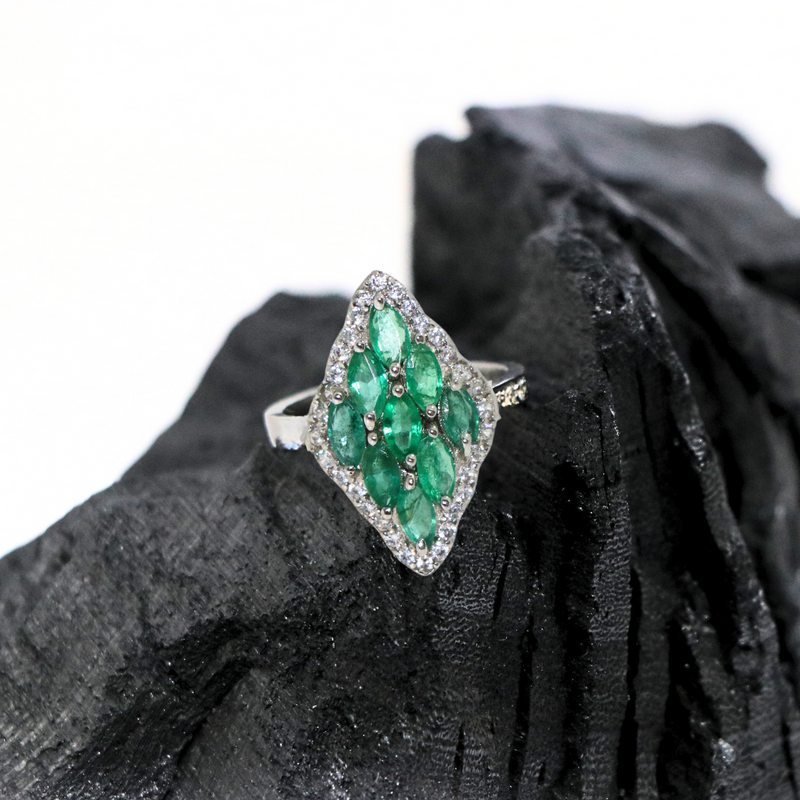 Emerald Marquise Sterling Silver Ring