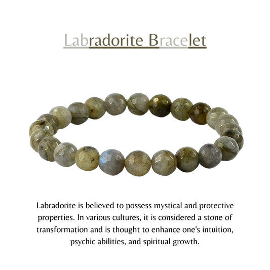 Labradorite Beads Crystal Bracelet, 8-MM Beads- Hand Beaded Stone Wear Girls, Boys, Men & Women - Positive Energy Stones, Fashion & Everyday Wear - Anjoriya Jewels