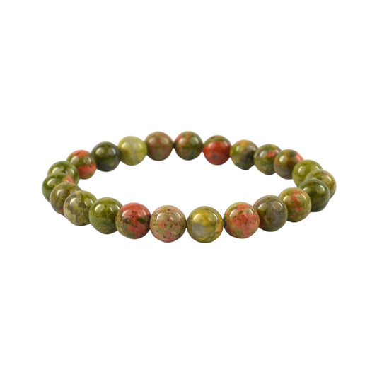 Unakite Beads Crystal Bracelet, 8-MM Beads- Hand Beaded Stone Wear Girls, Boys, Men & Women - Positive Energy Stones, Fashion & Everyday Wear - Anjoriya Jewels