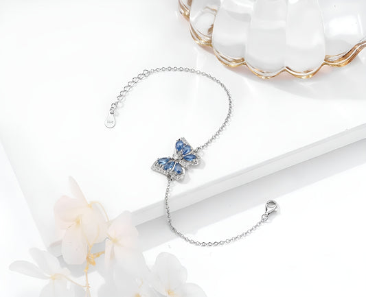 Blue Murano Glass Butterfly Charm Bracelet - Anjoriya Jewels