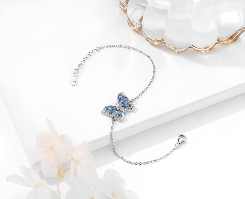 Blue Murano Glass Butterfly Charm Bracelet