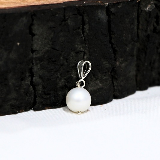 Pearl Round 8 MM Sterling Silver Pendant - Anjoriya Jewels