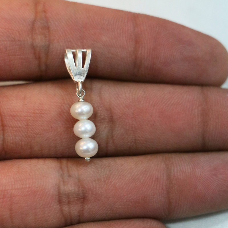 Pearl Round 5 MM Sterling Silver Pendant - Anjoriya Jewels