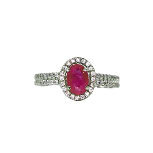 Ruby  Oval Sterling Silver Ring - Anjoriya Jewels