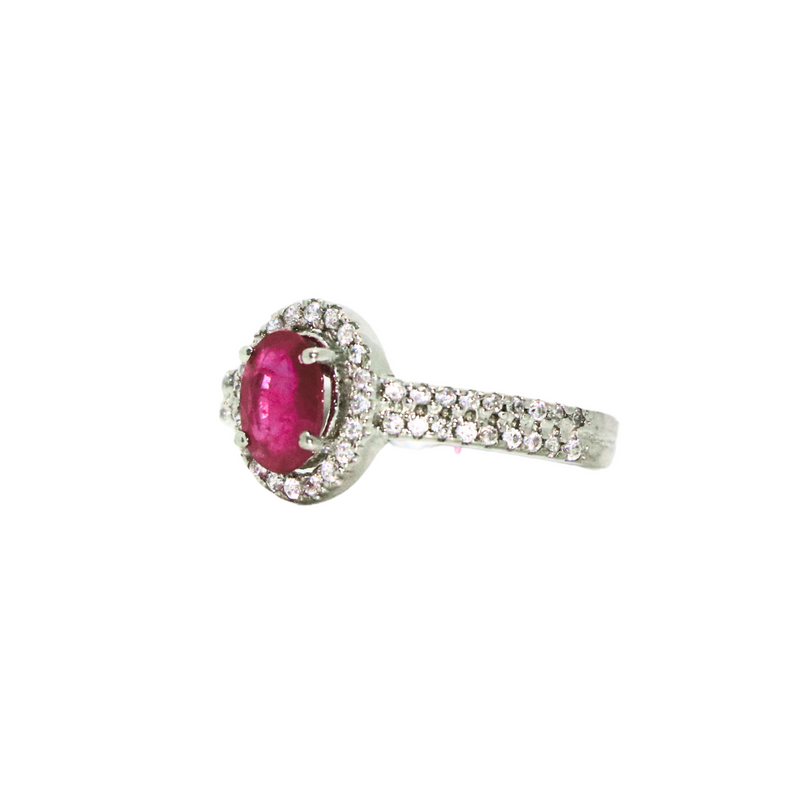 Ruby  Oval Sterling Silver Ring