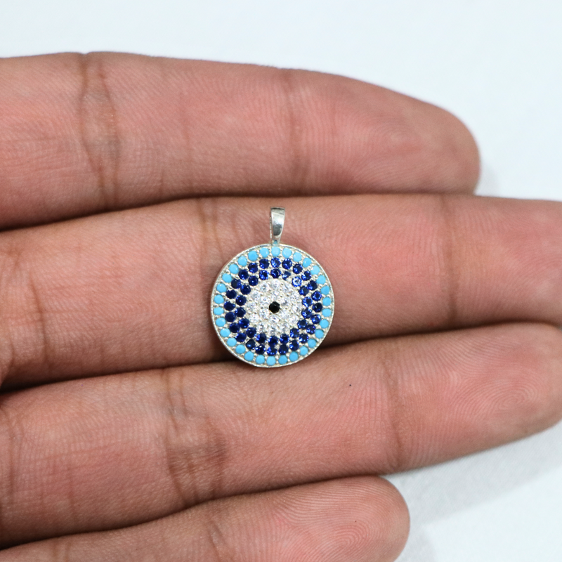 Divine Evil Eye 925 Sterling Silver Charm Pendant - Anjoriya Jewels