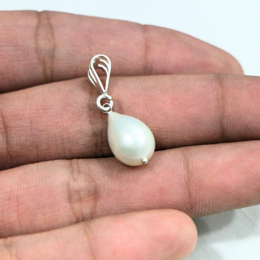 Pearl Drop 10 MM Sterling Silver Pendant - Anjoriya Jewels