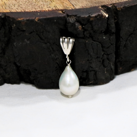Pearl Drop 10 MM Sterling Silver Pendant - Anjoriya Jewels