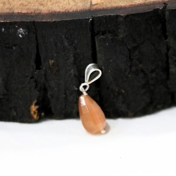 Moon Stone Drop Sterling Silver Pendant - Anjoriya Jewels