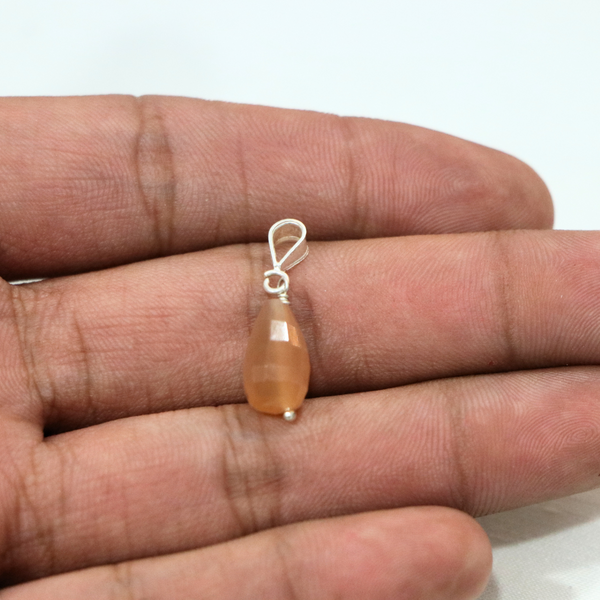Moon Stone Drop Sterling Silver Pendant - Anjoriya Jewels