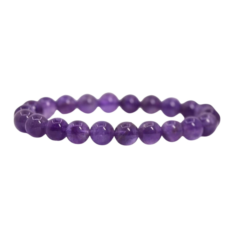 Amethyst Beads Crystal Bracelet, 8-MM Beads- Hand Beaded Stone Wear Girls, Boys, Men & Women - Positive Energy Stones, Fashion & Everyday Wear