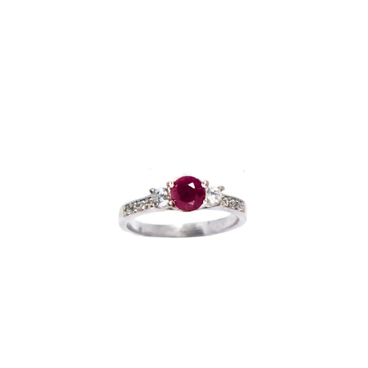 Ruby Round  Sterling Silver Ring - Anjoriya Jewels
