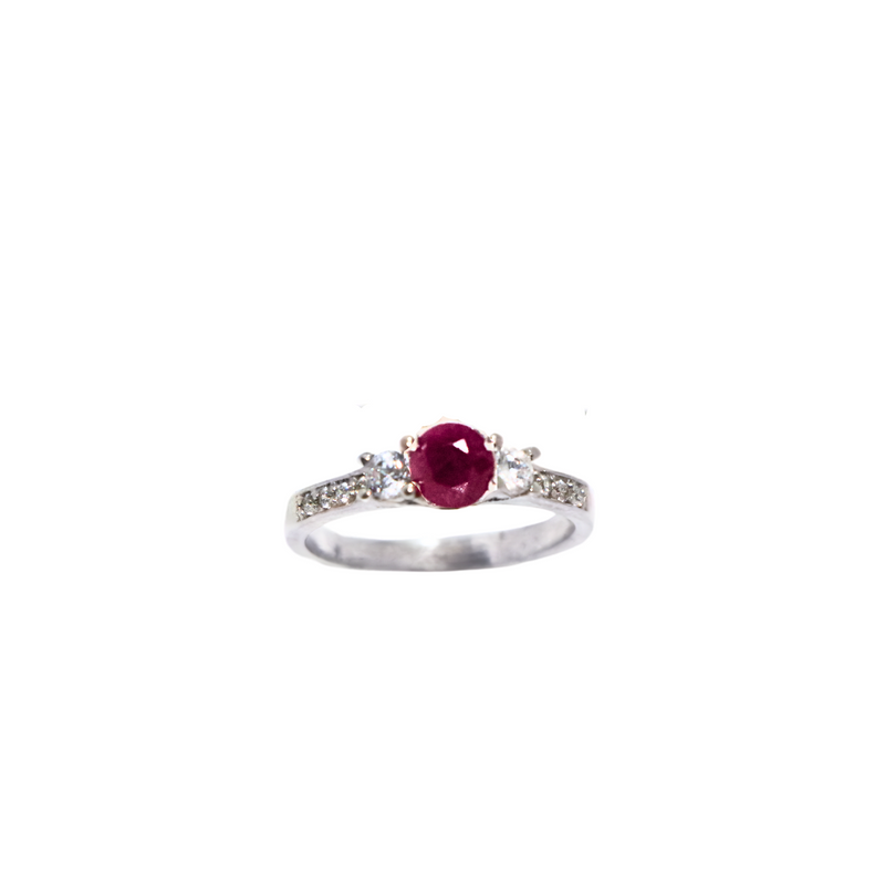 Ruby Round  Sterling Silver Ring