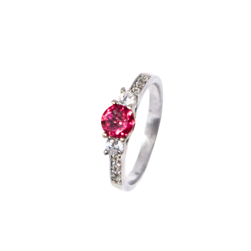 Pink Tourmaline Round Sterling Silver Ring - Anjoriya Jewels