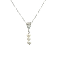 Pearl Round 5 MM Sterling Silver Pendant With Link Chain
