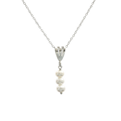 Pearl Round 5 MM Sterling Silver Pendant With Link Chain