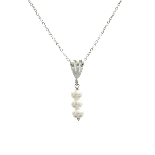 Pearl Round 5 MM Sterling Silver Pendant With Link Chain - Anjoriya Jewels