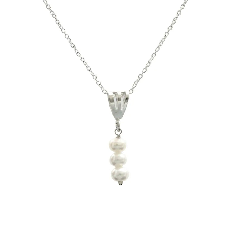 Pearl Round 5 MM Sterling Silver Pendant With Link Chain