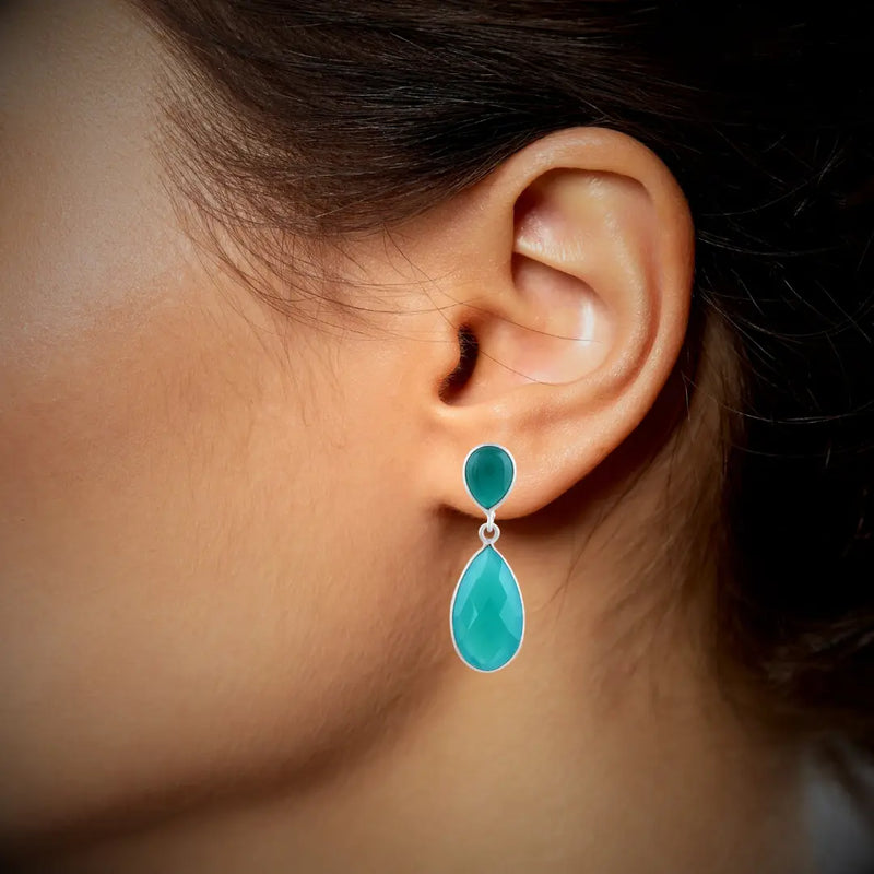 Green Onyx Pear Earring - Anjoriya Jewels