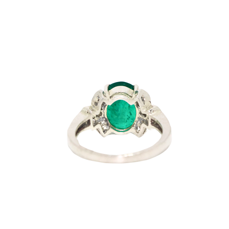Emerald Oval Sterling Silver Ring