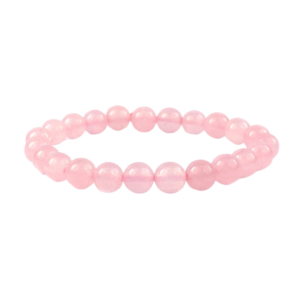 Rose Quartz Crystal with Metal Heart Charm, 8-MM Bracelet Girls Boys - Self Love Enhancer, Balances Mind & Soul, Helps in Healing & Luck