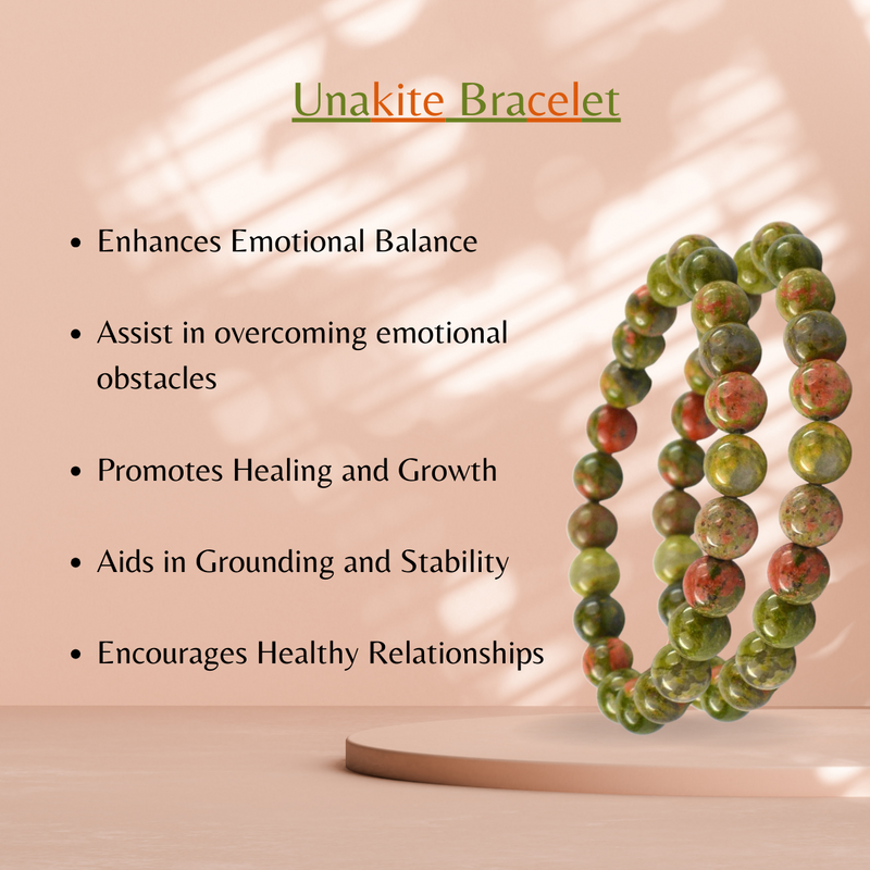 Unakite Beads Crystal Bracelet, 8-MM Beads- Hand Beaded Stone Wear Girls, Boys, Men & Women - Positive Energy Stones, Fashion & Everyday Wear