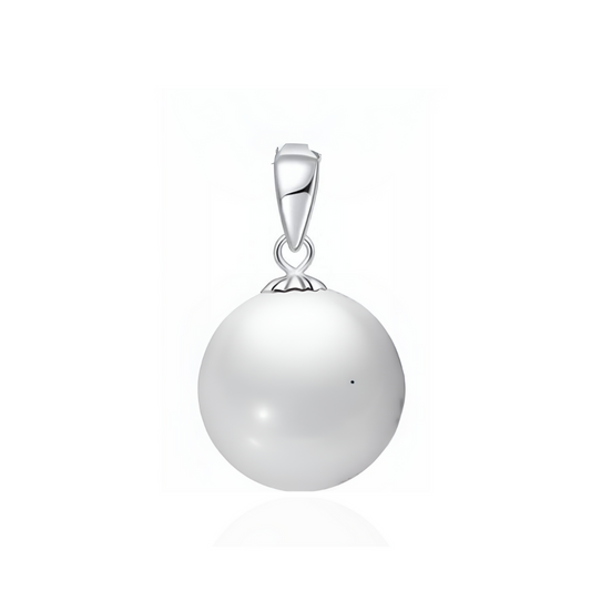Pearl Round 8 MM Sterling Silver Pendant - Anjoriya Jewels