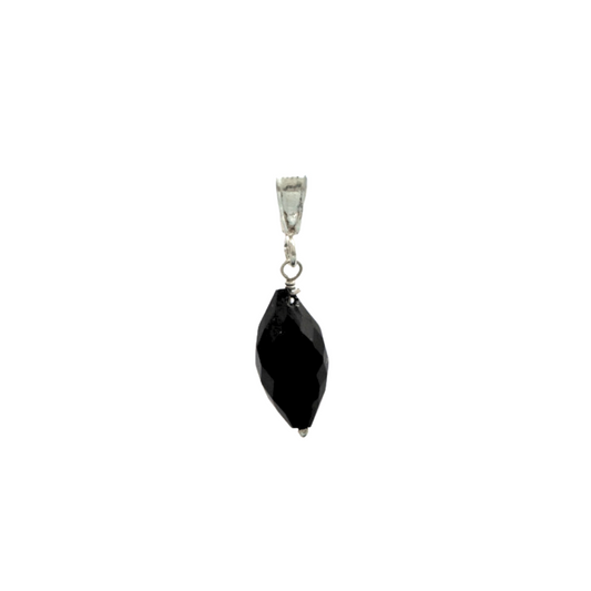 Black Onyx Drop Sterling Silver Pendant - Anjoriya Jewels