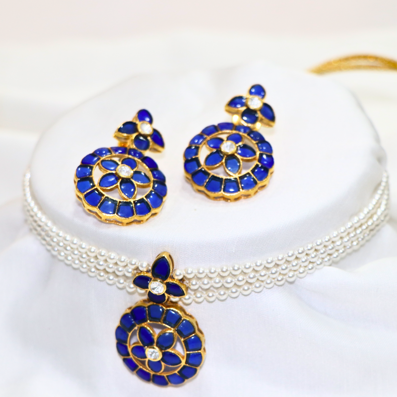 Pearl Beaded 925 Sterling Silver Choker - Anjoriya Jewels