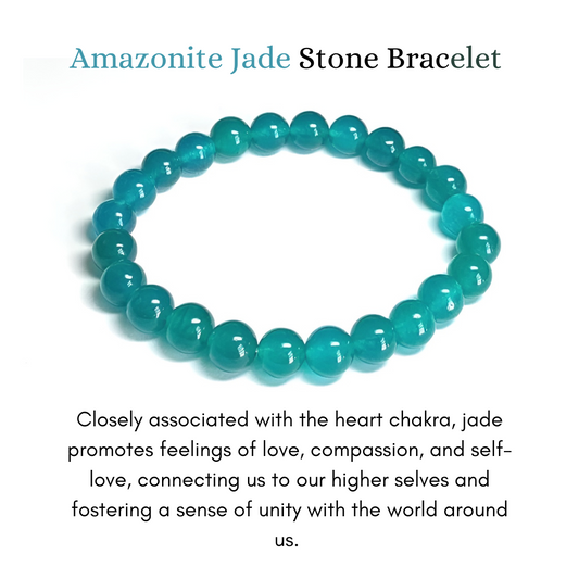 Amazonite Jade Icy Blue Beads Crystal Bracelet, 8-MM Beads- Hand Beaded Stone Wear Girls, Boys, Men & Women - Positive Energy Stones, Fashion & Everyday Wear (Copy) - Anjoriya Jewels