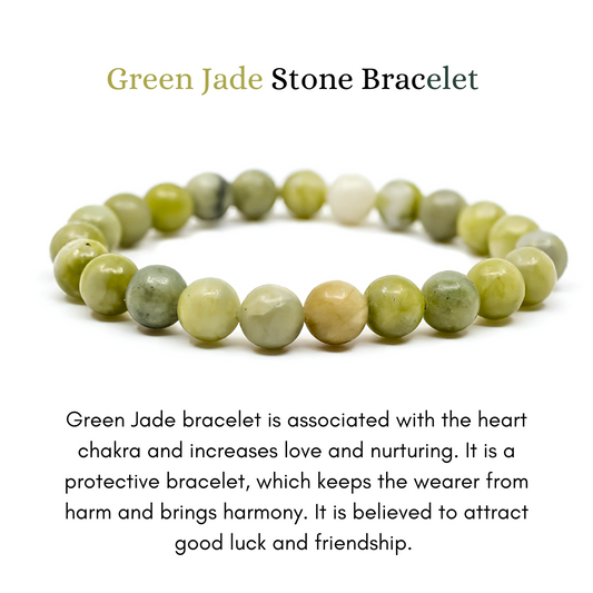 Green Jade Beads Crystal Bracelet, 8-MM Beads- Hand Beaded Stone Wear Girls, Boys, Men & Women - Positive Energy Stones, Fashion & Everyday Wear - Anjoriya Jewels