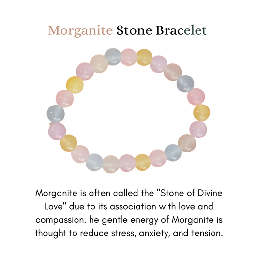 Morganite Beads Crystal Bracelet, 8-MM Beads- Hand Beaded Stone Wear Girls, Boys, Men & Women - Positive Energy Stones, Fashion & Everyday Wear - Anjoriya Jewels