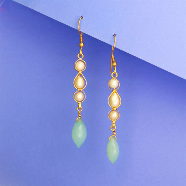 Moonstone Pearl Drop Sterling Silver Earring