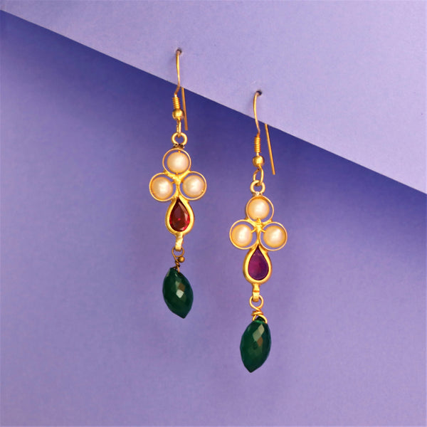 Green Onyx Pearl Drop Sterling Silver Earring