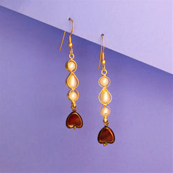 Hessonite Pearl Drop Sterling Silver Earring