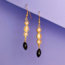 Black Onyx Pearl Drop Sterling Silver Earring