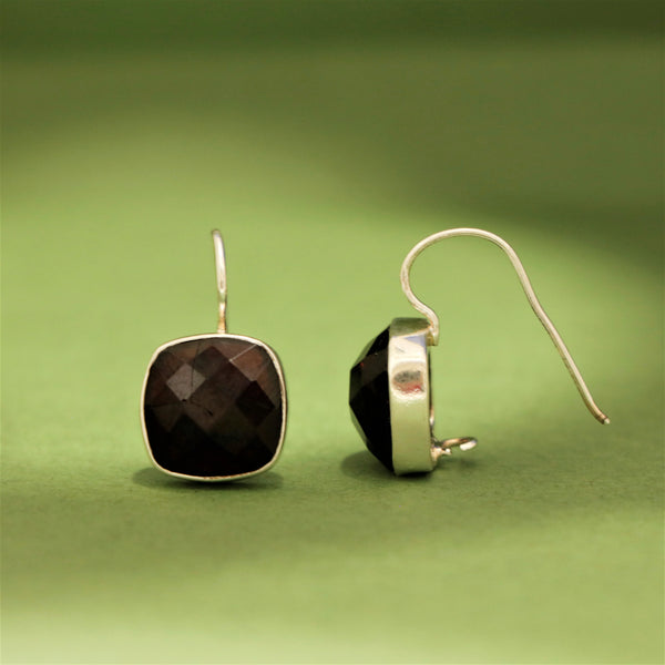 Garnet Cushion Cut 925 Sterling Silver Earring - Anjoriya Jewels