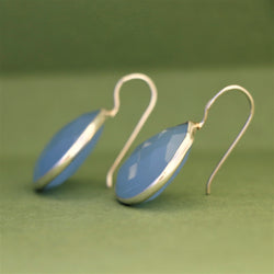 Chalcedony 925 Sterling Silver Pear Teardrop Dangle Earrings