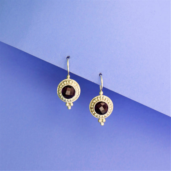 Garnet Round Cut 925 Sterling Silver Earring - Anjoriya Jewels